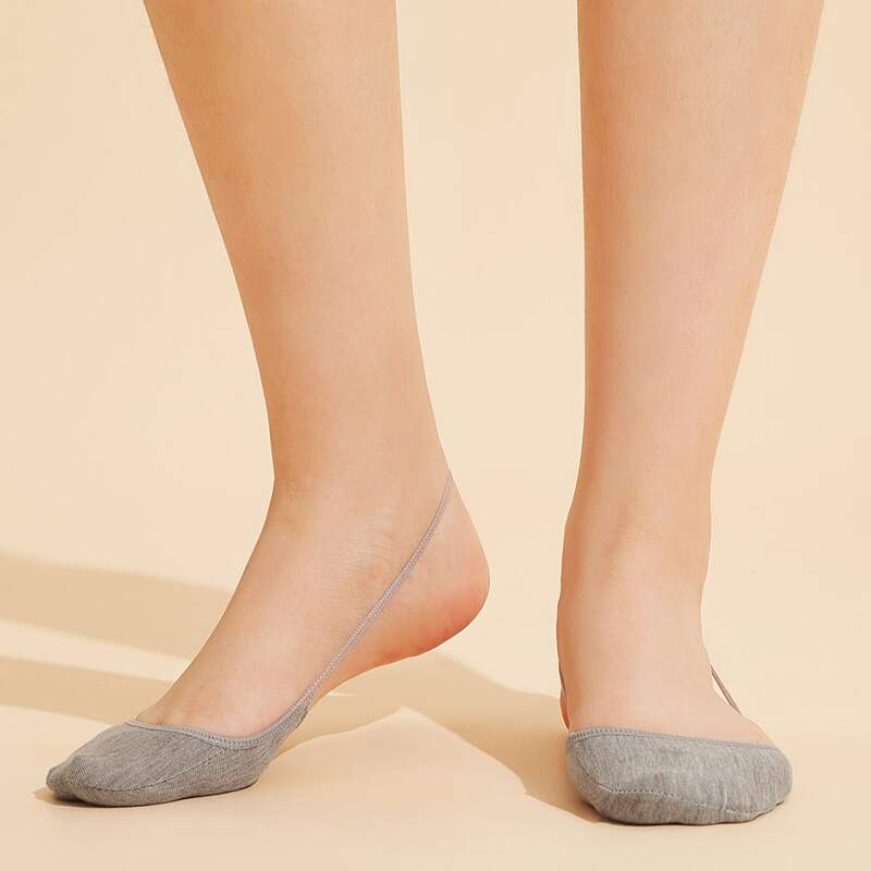 

1pair Solid Sling Invisible Socks, Grey