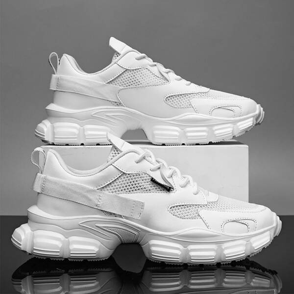 

Men Mesh Panel Chunky Sneakers, White