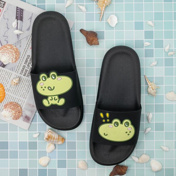 

Men Cartoon Graphic Slippers, Black