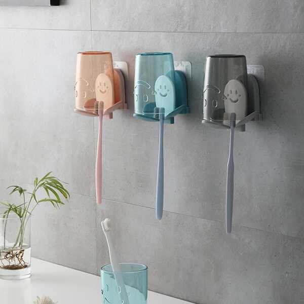 

1set Random Color Toothbrush Holder With Gargle Cup, Multicolor