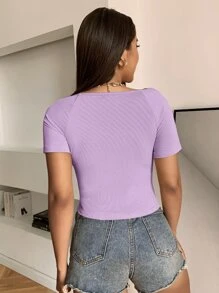 SHEIN Unity Sweetheart Neck Rib-knit Tee