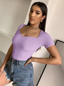 SHEIN Unity Sweetheart Neck Rib-knit Tee