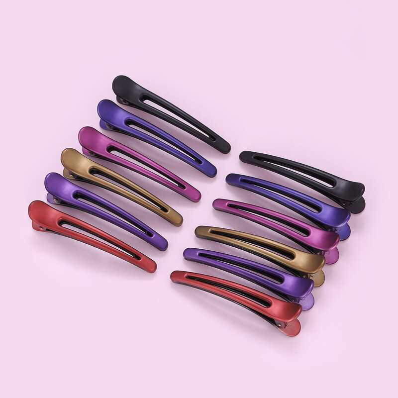 

12pcs Plain Hair Clip, Multicolor