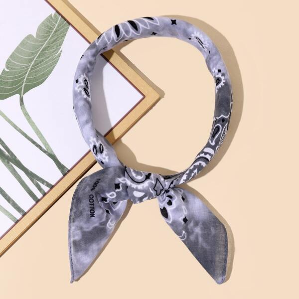 

Paisley Print Bandana, Grey