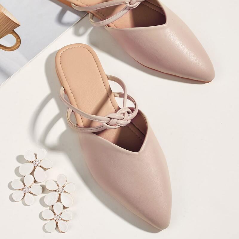 

Point Toe Flat Mules, Pink