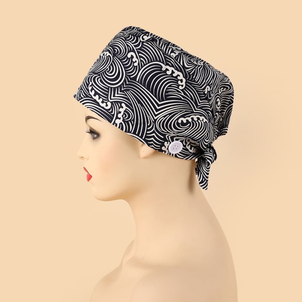 

Wave Print Button Detail Hat, Multicolor