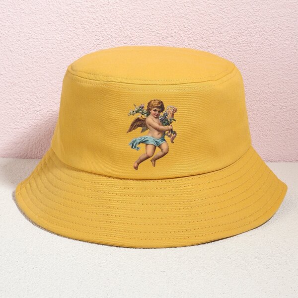 

Angel Print Bucket Hat, Yellow