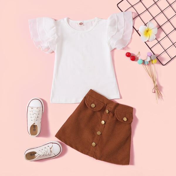 

Toddler Girls Layered Sleeve Tee & Corduroy Skirt, Multicolor