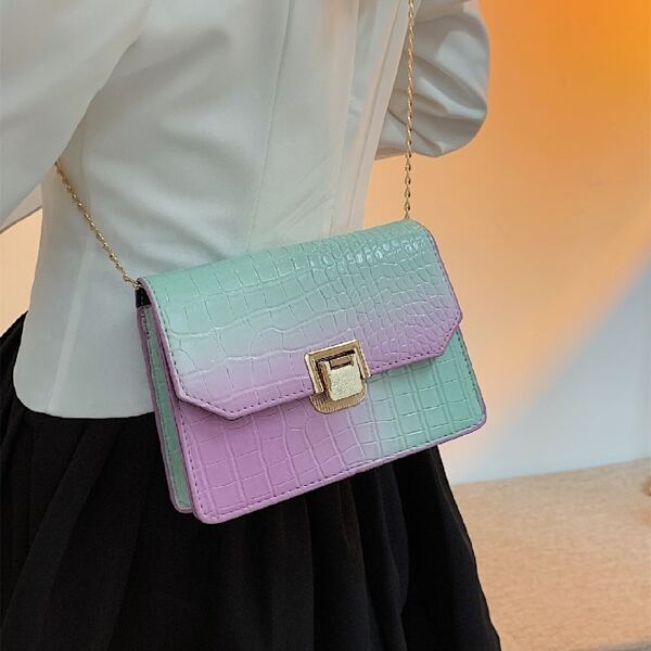 

Ombre Croc Embossed Chain Crossbody Bag, Multicolor