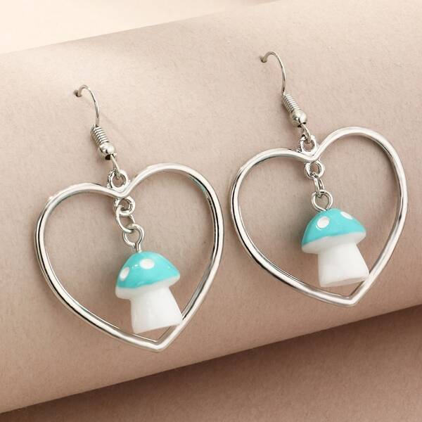 

Hollow Heart Earrings, Blue