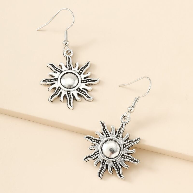 

Sun Drop Earrings, Antique silver
