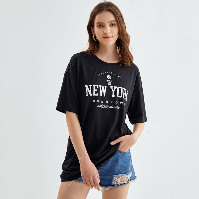 

Letter Drop Shoulder Tee, Black