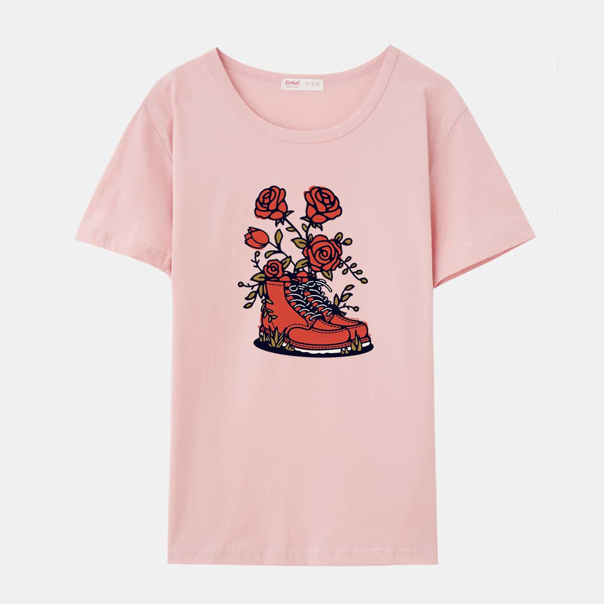 

Rose & Shoes Graphic Tee, Pink