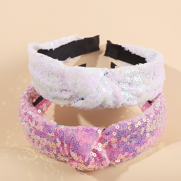 

2pcs Sequin Decor Headband, Multicolor