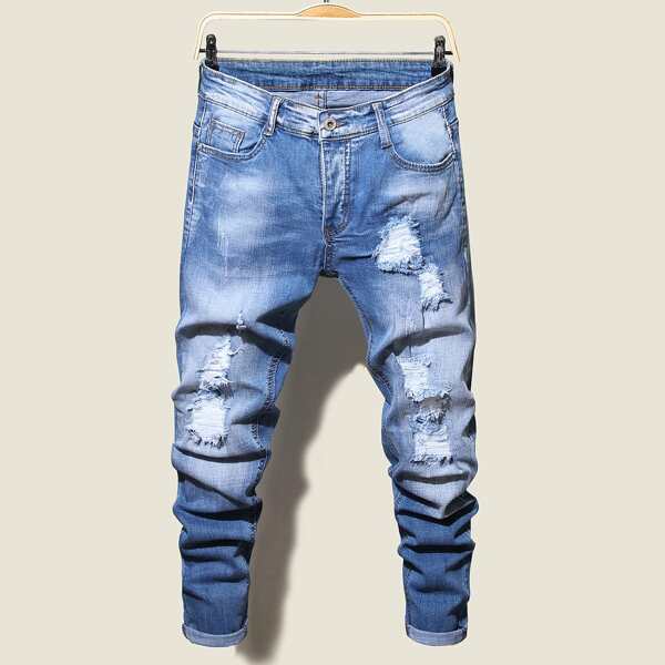 

Men Ripped Skinny Jeans, Light wash