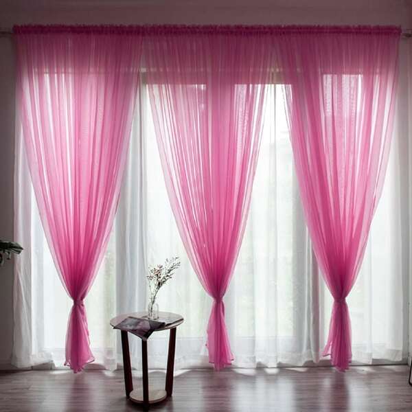 

Solid Color Single Panel Sheer Curtain, Hot pink