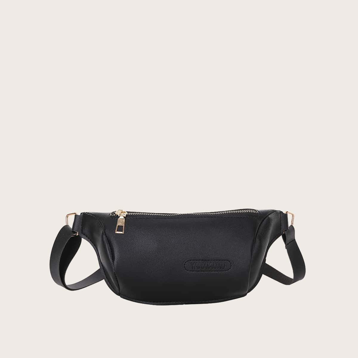 

Solid Zip Fanny Pack, Black