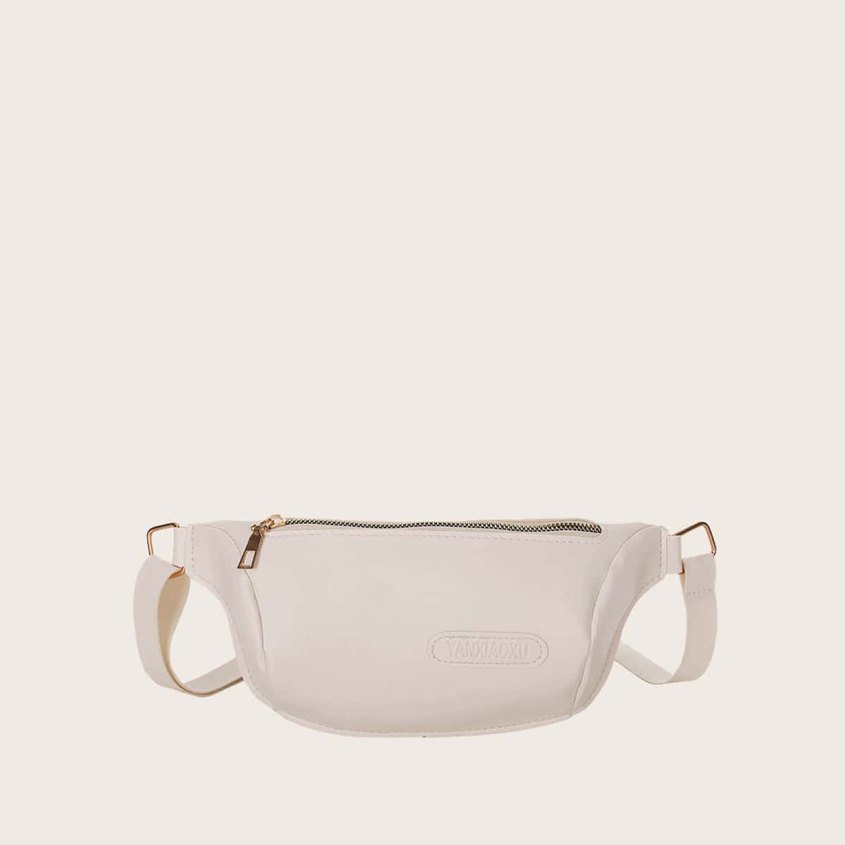 

Solid Zip Fanny Pack, Beige