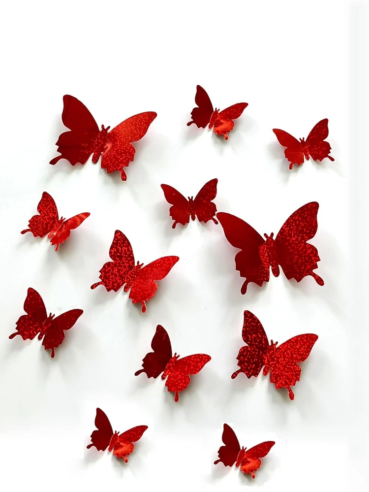 12pcs 3D Butterfly Sticker, Wall Decoration For Living Room And Bedroom, Stickers, Wall Decal, Vinyl Decal For Home Decorations, Spring Decoration Items Refresh Your Home, Festival Decoration Stickers Gifts Birthday Graduation,Party Supplies,Wall Decor,Stickers,Wall Stickers,Room Decor,Home Decor School Decor School Surprise Dormitory Decor Back To School School Supplies