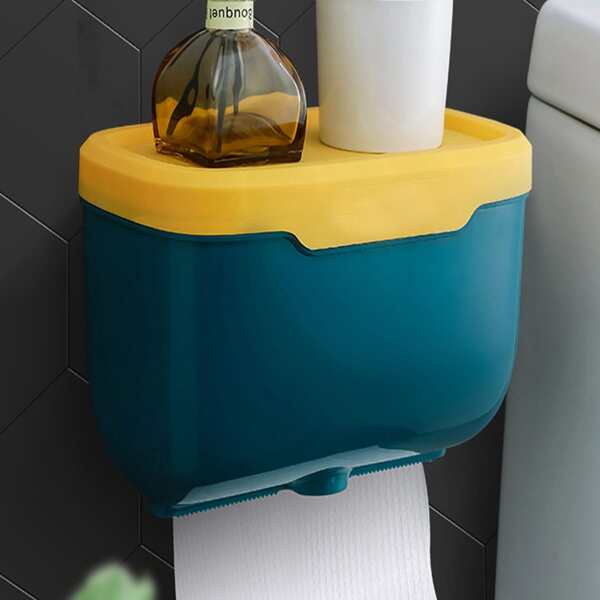 

1pc Wall Mounted Tissue Box, Teal blue