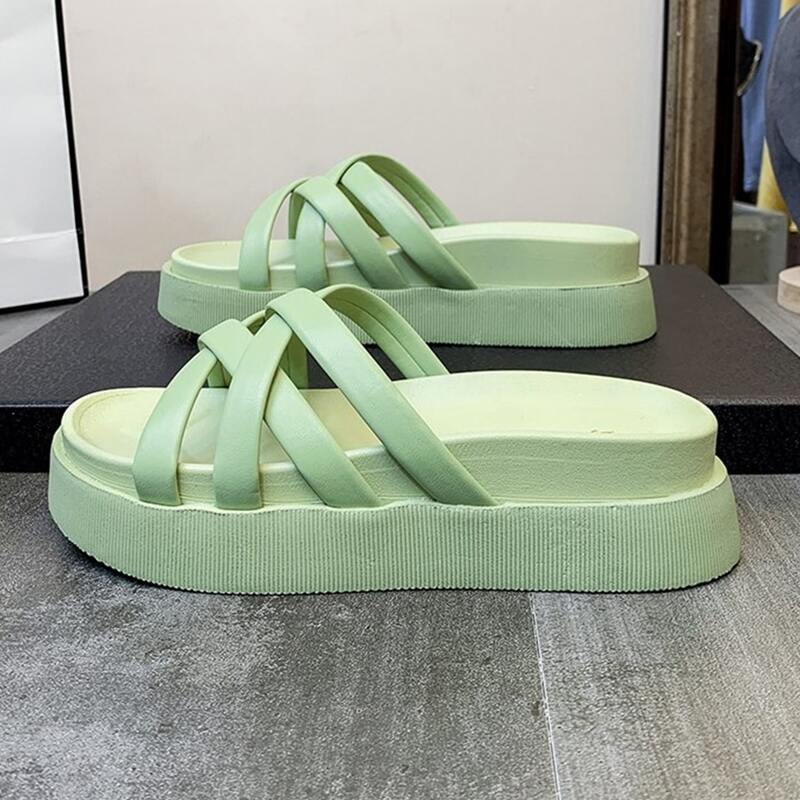 

Criss Cross Strap Slide Sandals, Mint green