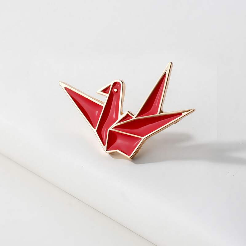 

1pc Paper Crane Brooch, Red