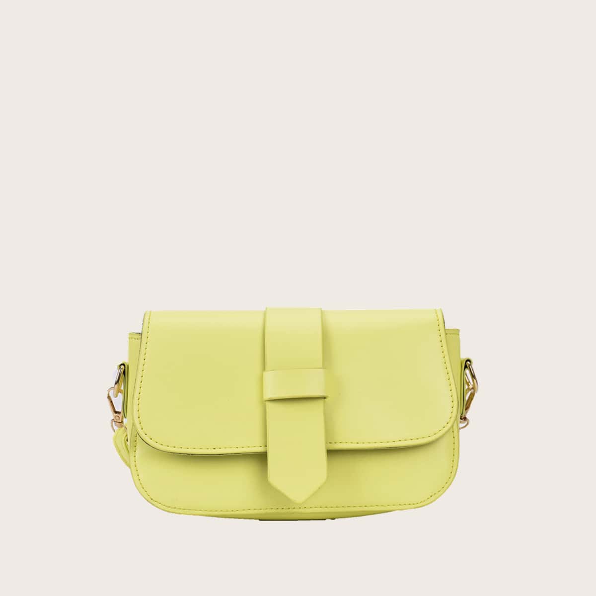 

Solid Flap Crossbody Bag, Yellow