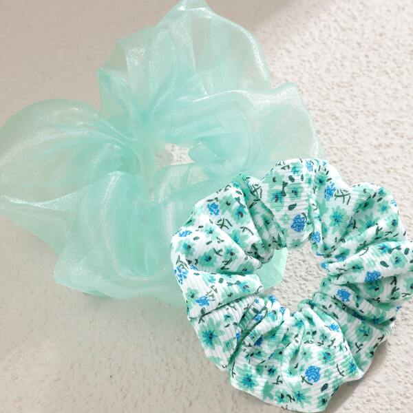 

2pcs Graphic Scrunchies, Green