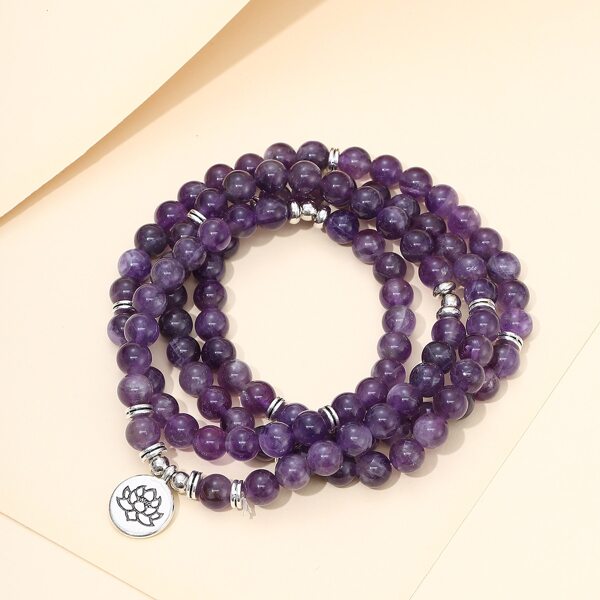 

1pc Beaded Bracelet, Purple
