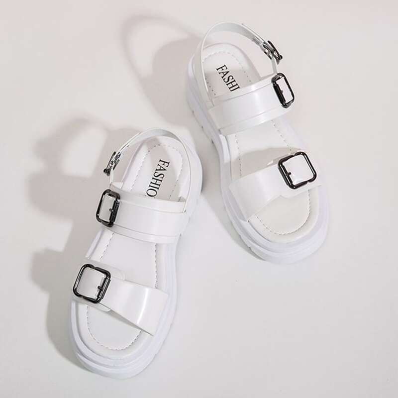 

Buckle Strap Slingback Sandals, White