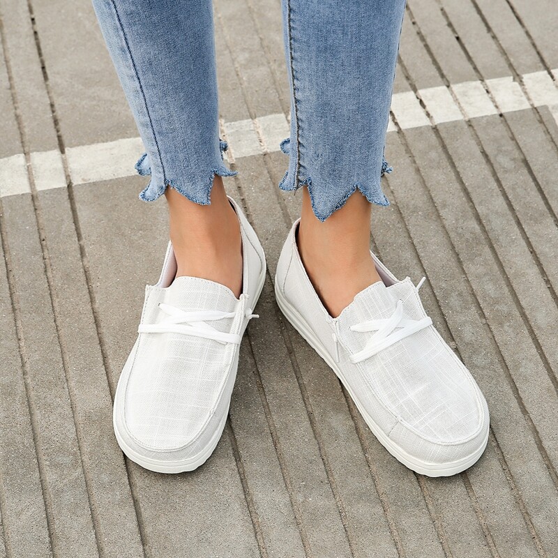 

Lace-up Canvas Sneakers, White