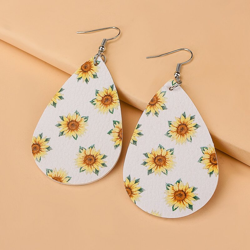 

Flower Pattern Water Drop Earrings, Multicolor
