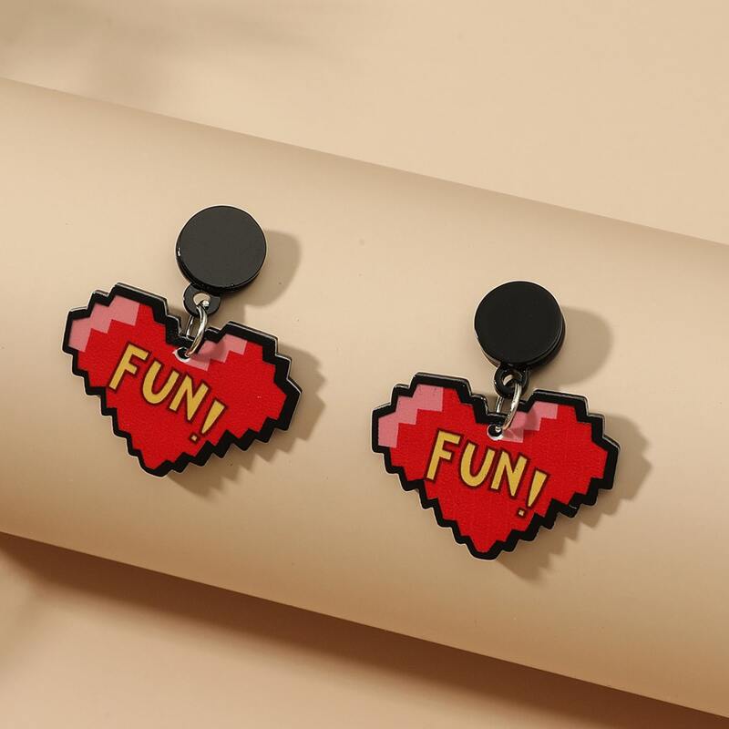 

Letter & Heart Drop Earrings, Multicolor