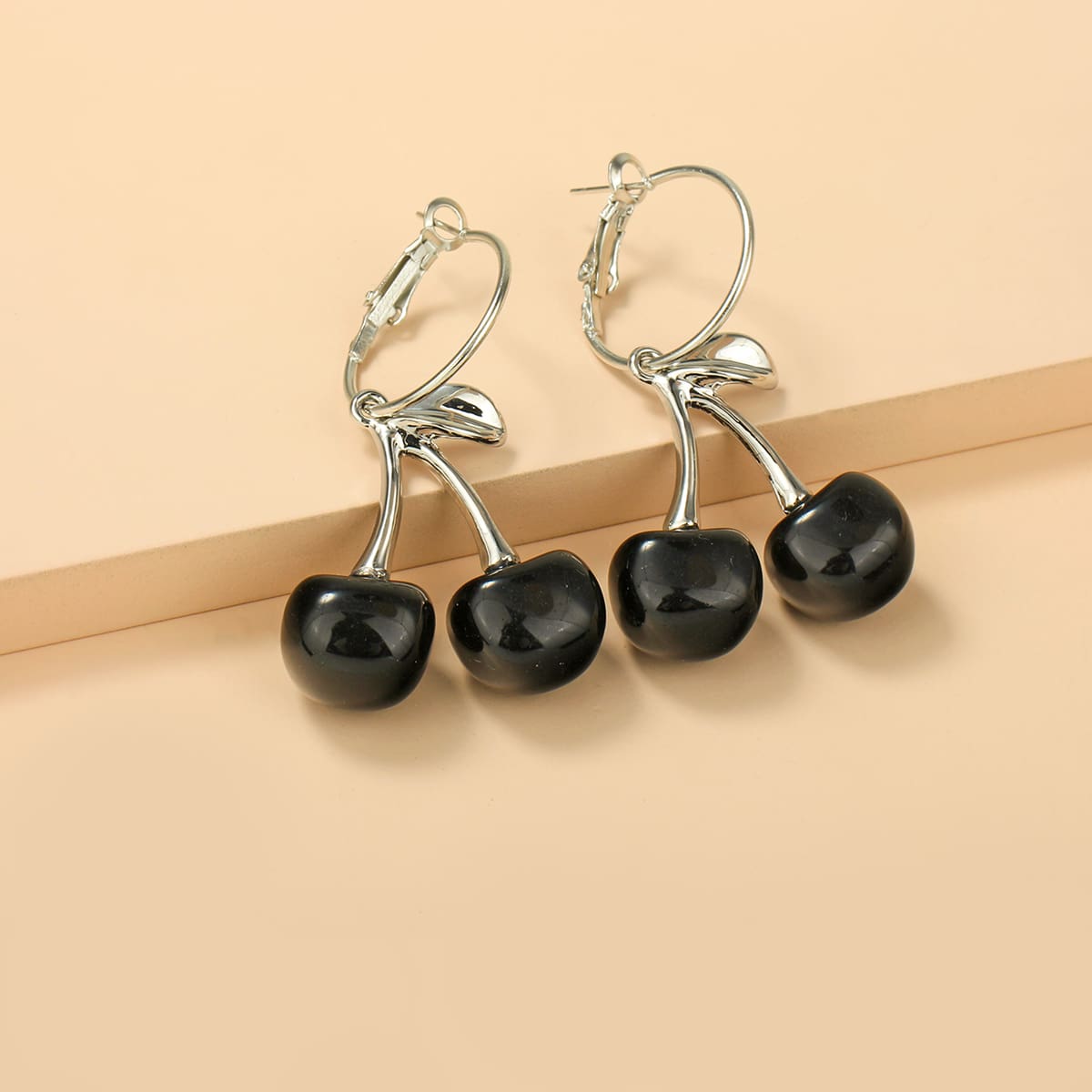 

Cherry Drop Earrings, Black