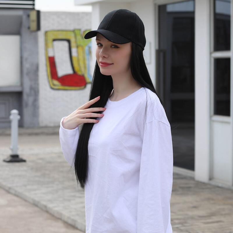 

Natural Long Straight Wig With Cap, Black