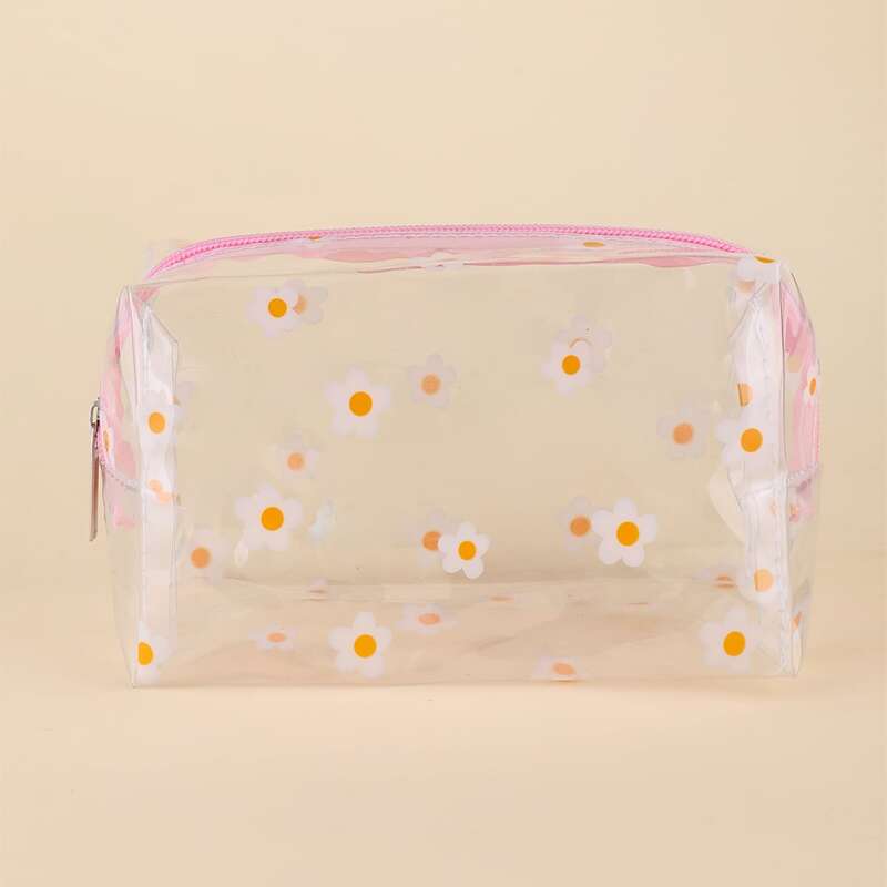 

Flower Print Clear Square Makeup Bag