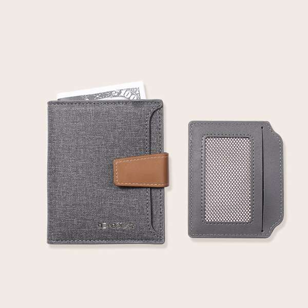 

Men Fold Over Wallet With Card Holder, Grey