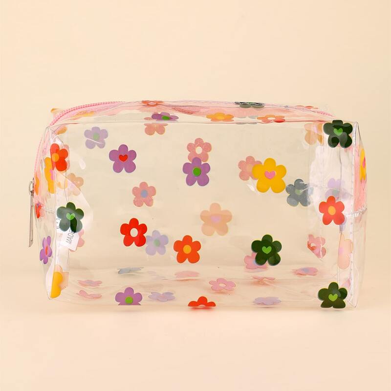 

Flower Print Clear Square Makeup Bag