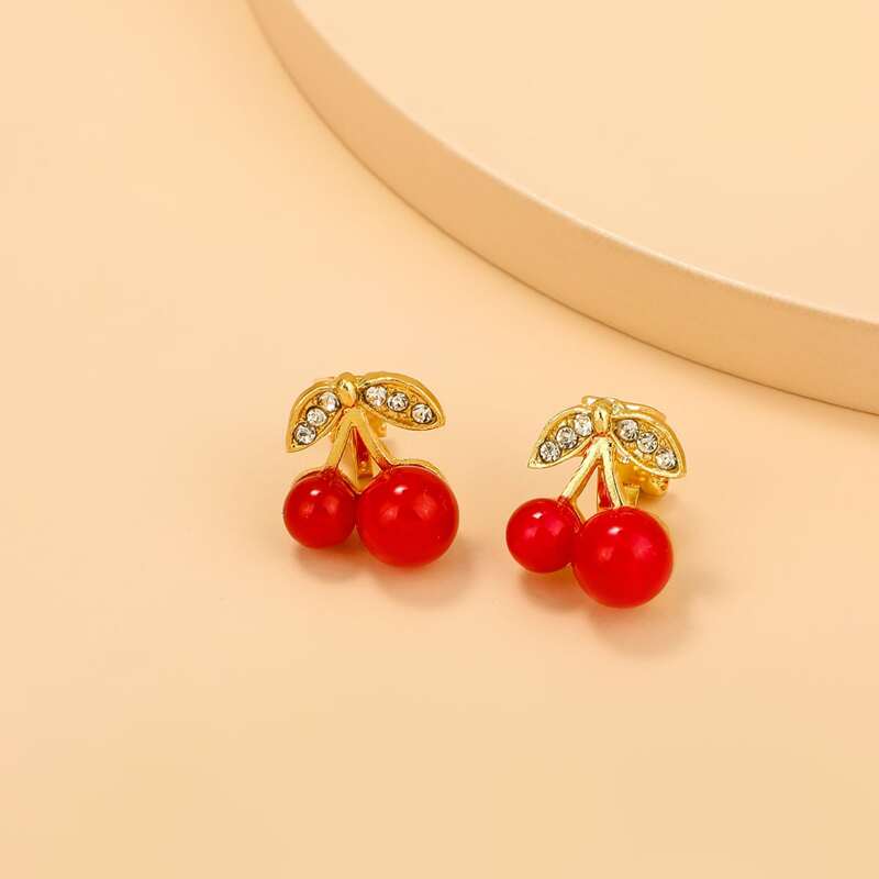 

Cherry Stud Earrings, Red