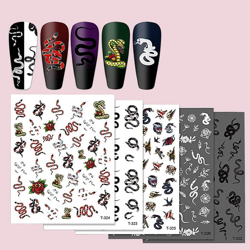 

5sheets Snake Pattern Nail Art Sticker, Multicolor