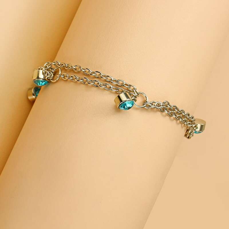 

Rhinestone Charm Anklet, Blue