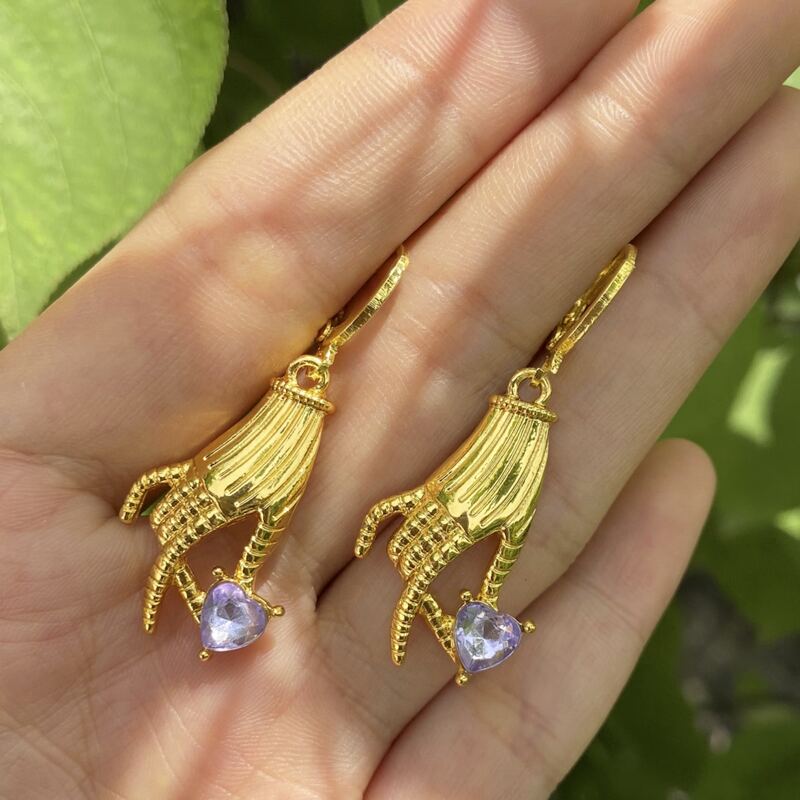 

Gesture & Gemstone Drop Earrings, Gold