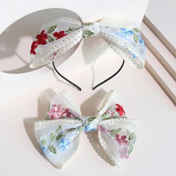 

2pcs Toddler Girls Bow Knot Decor Hair Accessory, Multicolor