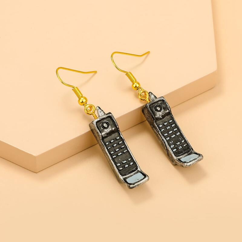 

Telephone Design Drop Earrings, Black