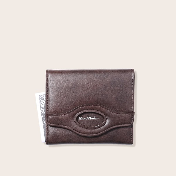 

Men Letter Graphic Fold Over Wallet, Coffee brown