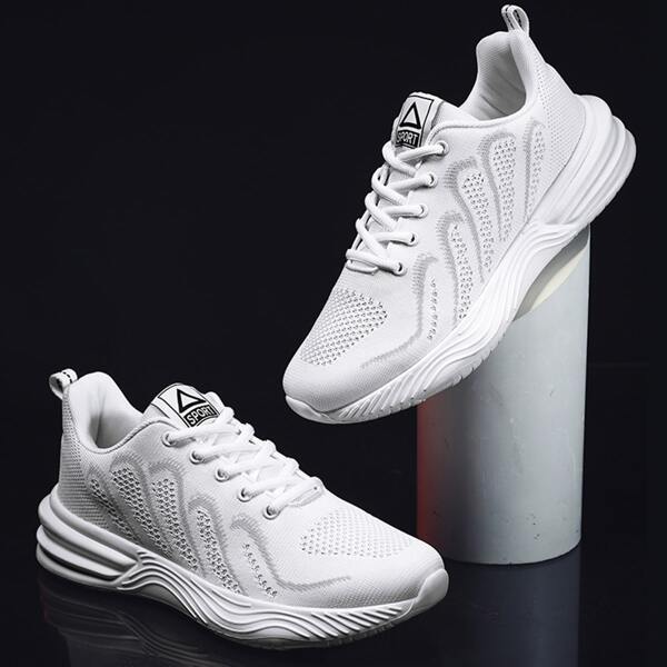 

Men Minimalist Lace Up Front Sneakers, White