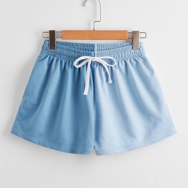 

Two Tone Tie Front Shorts, Blue
