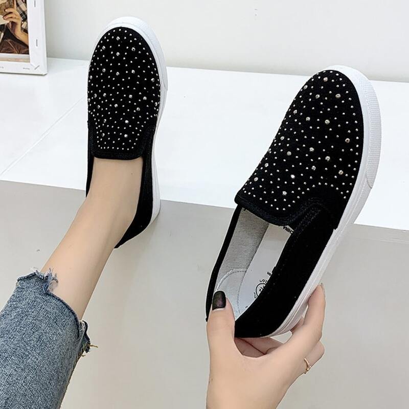 

Rhinestone Slip On Sneakers, Black