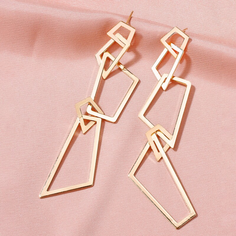 

Geo Drop Earrings, Gold