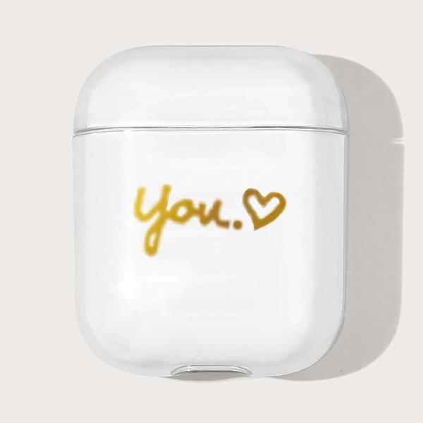 

Прозрачный чехол для Airpods с текстовым принтом